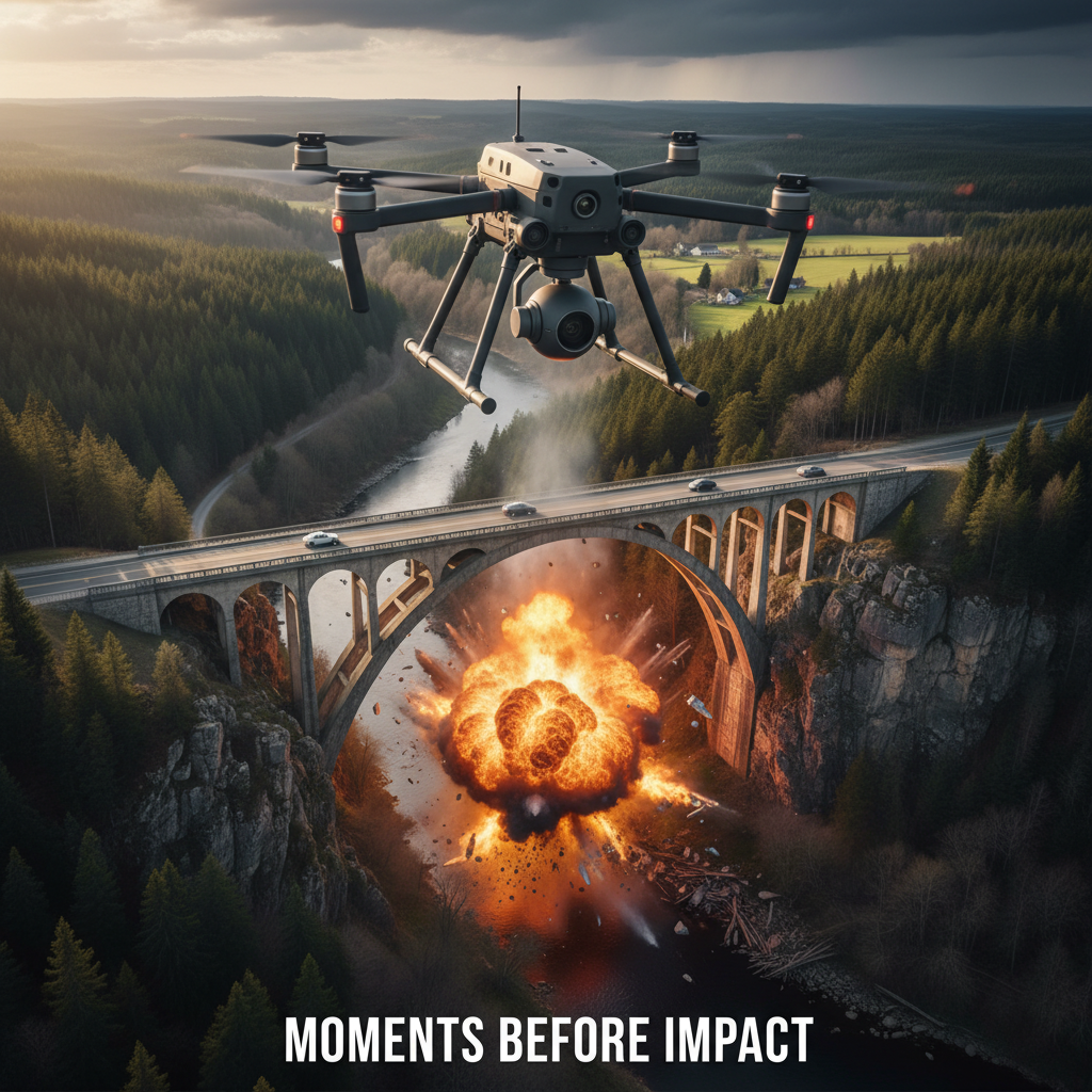 Ukrainian Drones Trigger Massive Blast at Russian Bridge